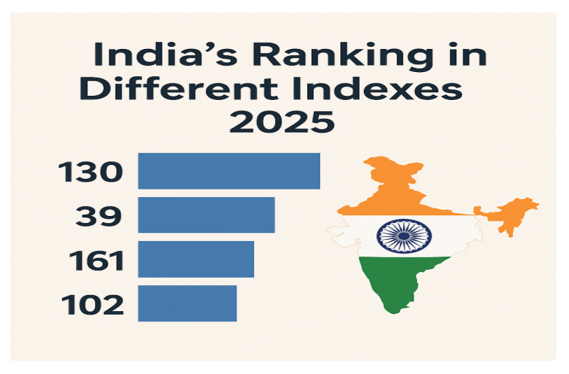 Indian Ranking System India's Ranking in Different Indexes 2025 List
